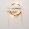 7" tall White and Brown Happy Birthday LED Cake Topper Party Home Decorations